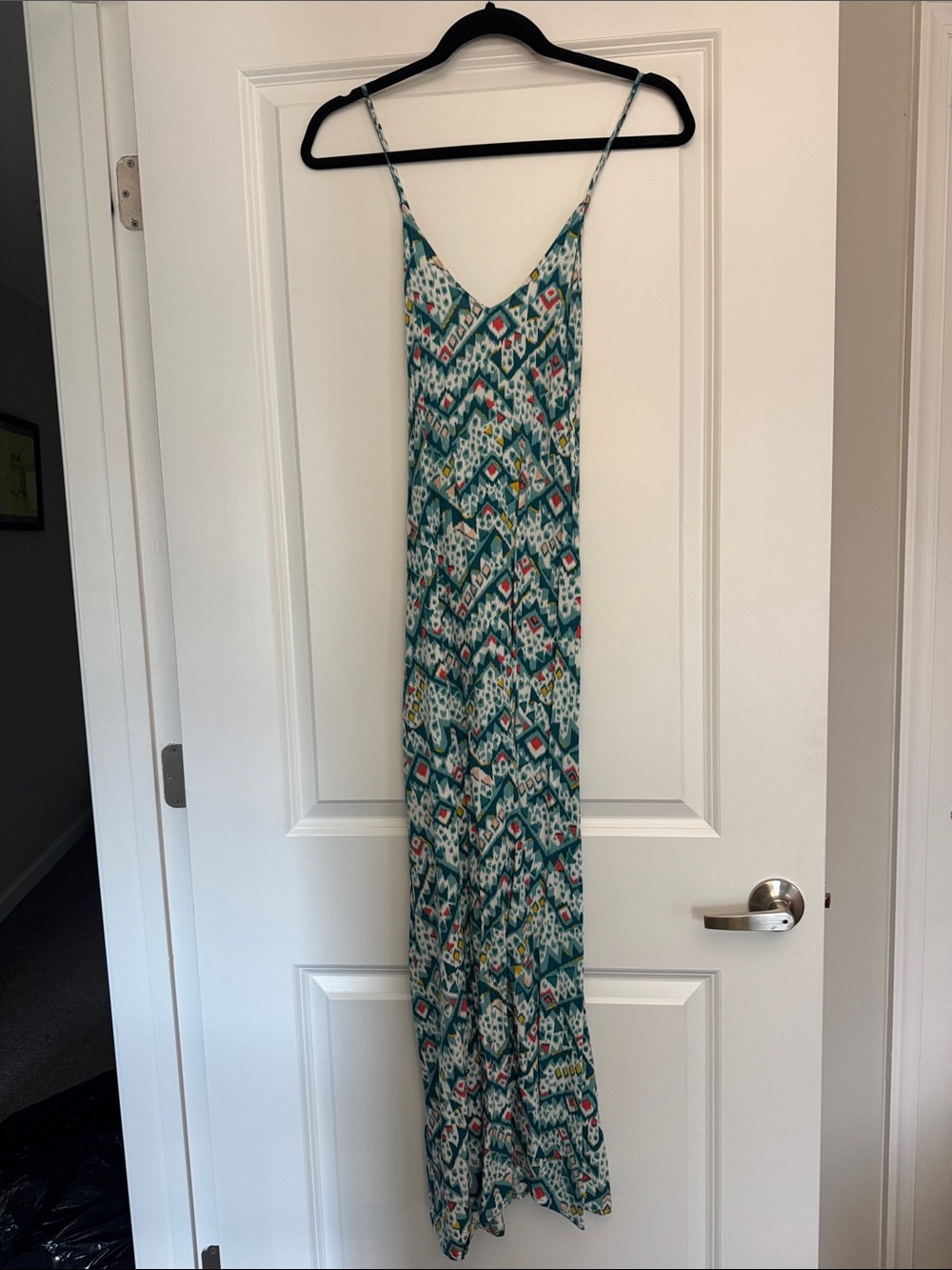 Old Navy Teal, White & Red Printed Maxi Dress